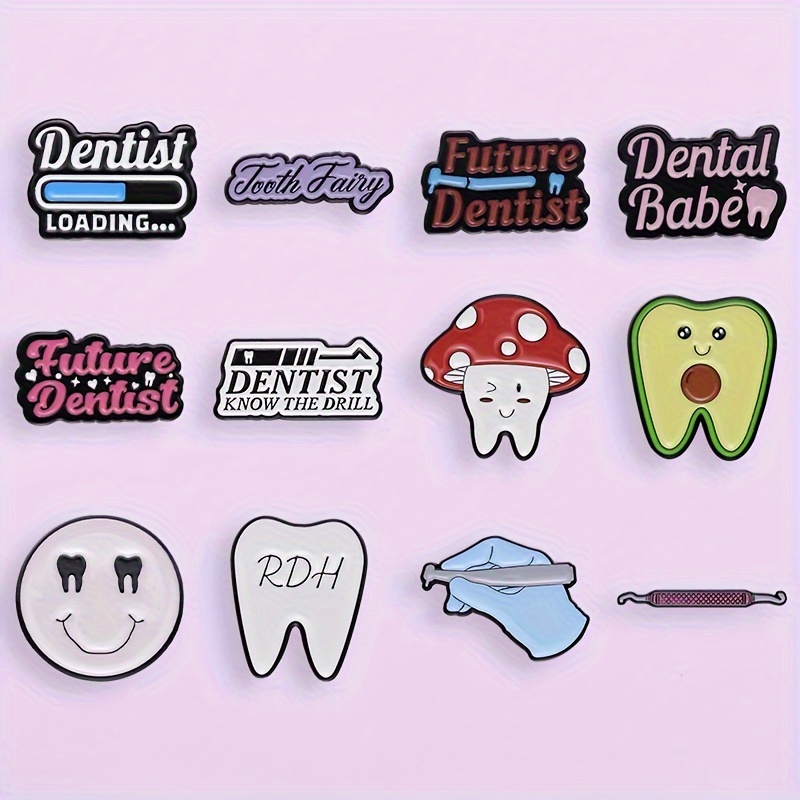 Love Your Teeth Brooches for Men Women Kids Tooth Dentist Creative