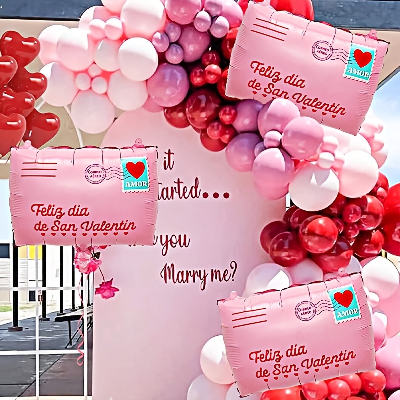 

3pcs Valentine's Day Letter Spanish Aluminum Film Balloons, Wedding Scene Decoration Balloons For Bridal Shower Anniversary