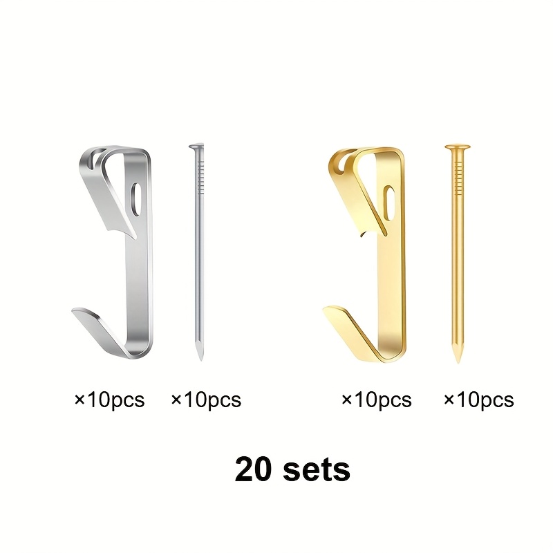 TEMU 20 Sets Of 30ib Picture Hook Kit - Versatile Picture Hanging Kit - Nails For Drywall And