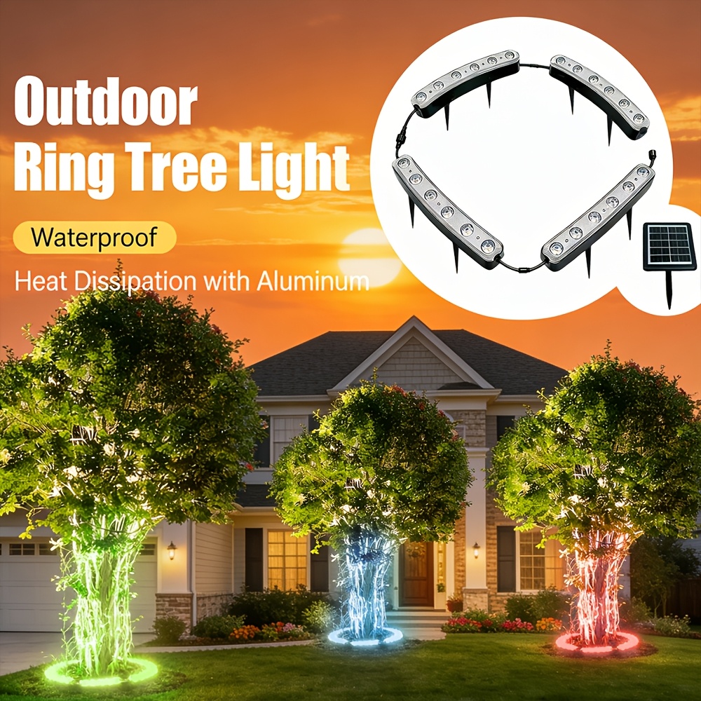 TEMU 1 Pack Solar Spot Lights Outdoor Waterproof, Ip44 24 Leds 3 Landscape Spotlights, Dusk To Dawn Solar Powered Decorative Lamp For Yard Garden