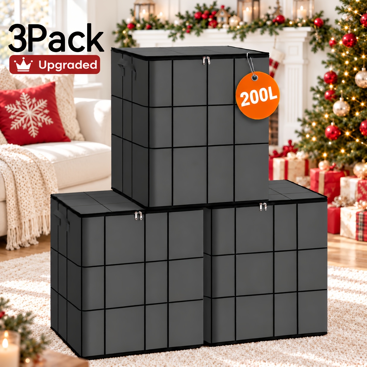 3 pack large clothes storage bags foldable wardrobe storage bag large capacity storage box household double zipper organizer bag with handles for clothes and quilts suitable for storage basket and under bed storage bag under bed
