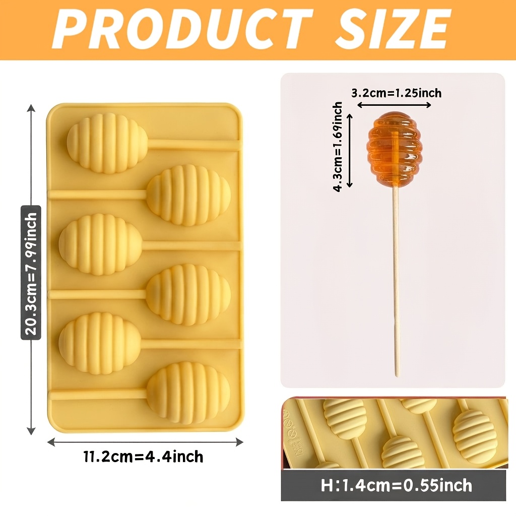 TEMU 1pc Set Lollipop Mold - Honeycomb Design, Silicone Material, , Dishwasher Safe, Included