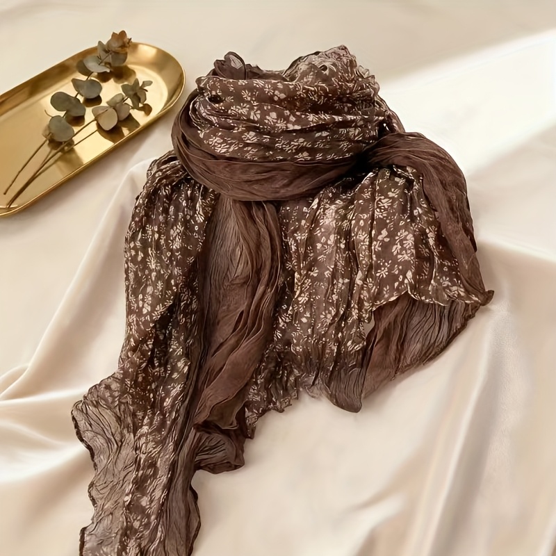 TEMU This Scarf Features A Floral Print Design With A Lightweight, Texture. Floral Pattern Is Artistic And Elegant, Depth To Any Outfit. A Fashion