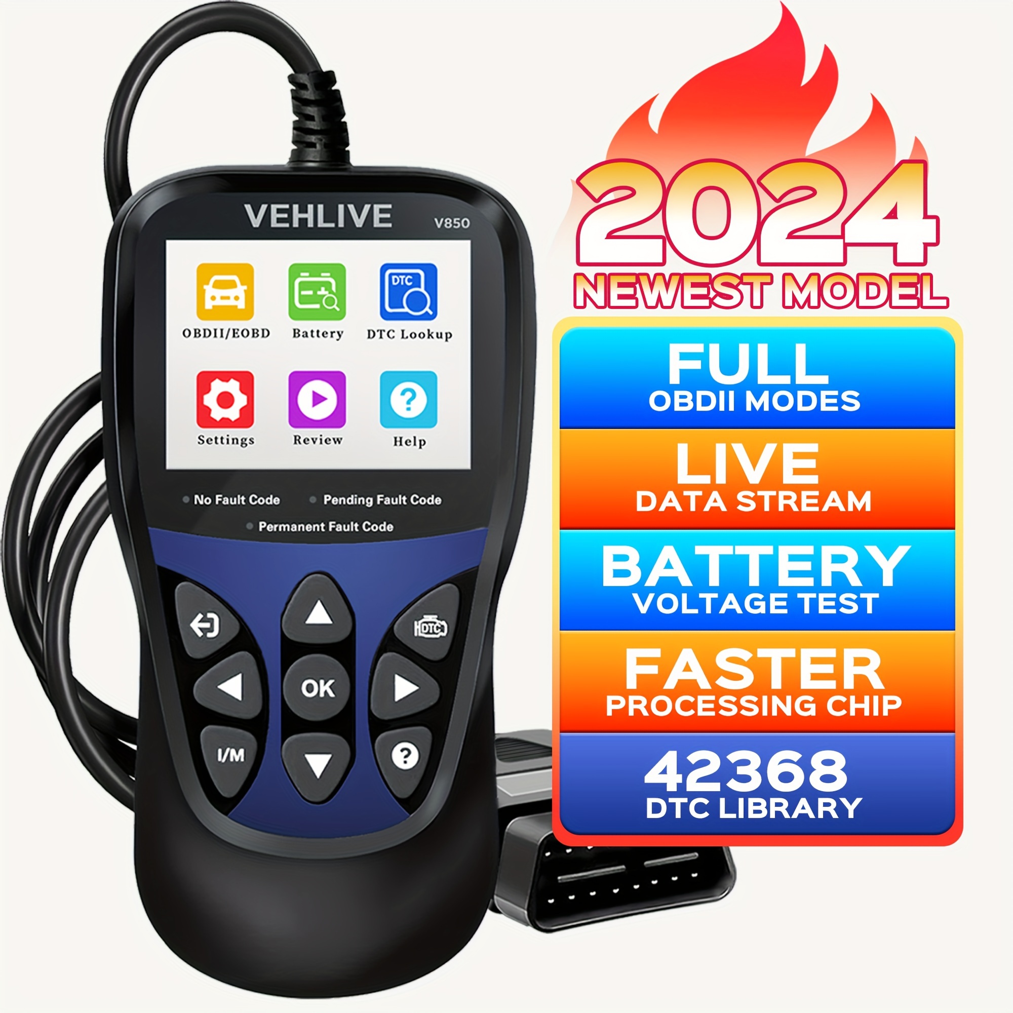 KINGBOLEN S600 OBD2 Scanner ABS SRS Transmission Check Engine Light Car  Code Reader with 8 Free Reset Services, Lifetime Free Update 