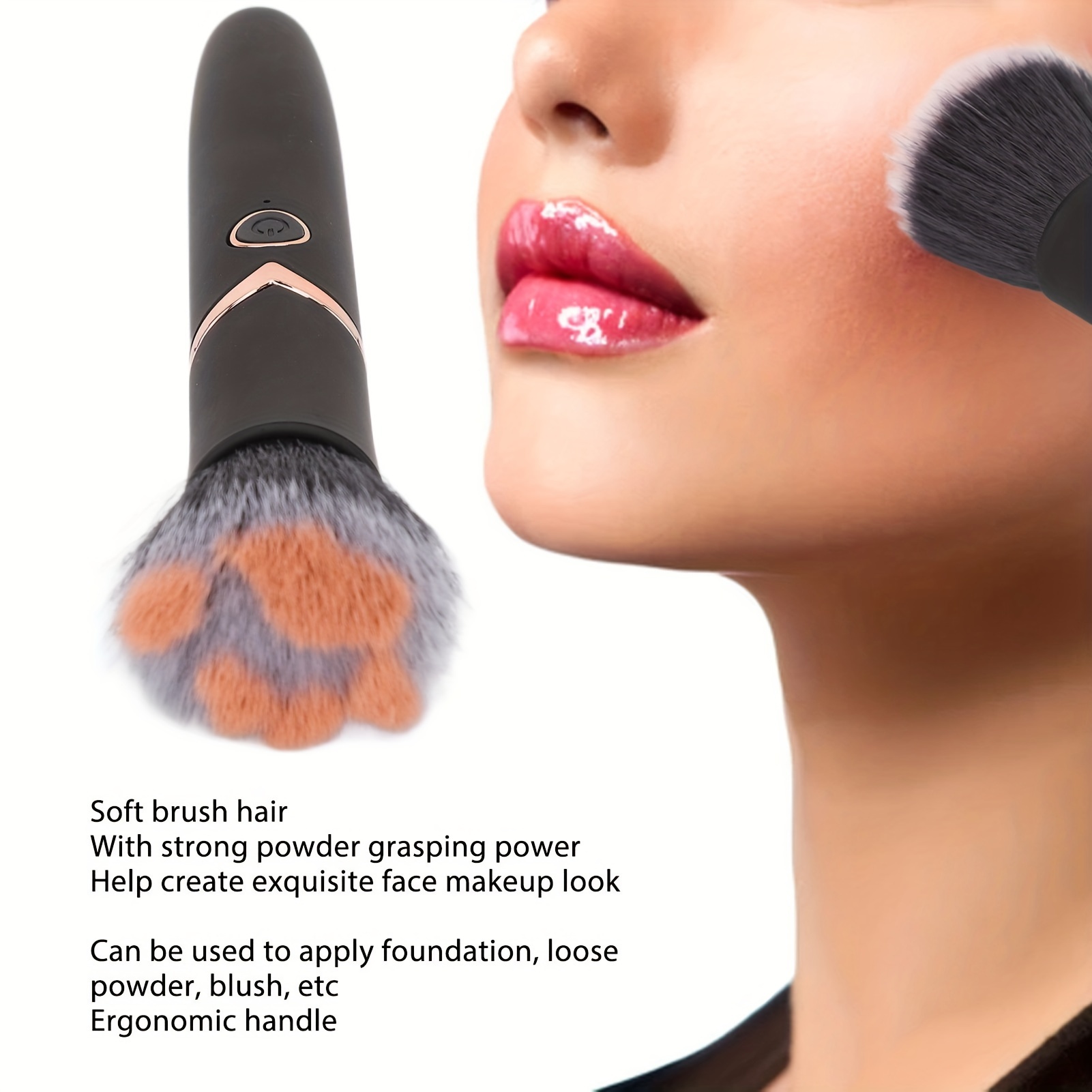 

Makeup Brush Foundation Blush Loose Powder Brush 10 Gears Vibration Electric Massage Brush Black