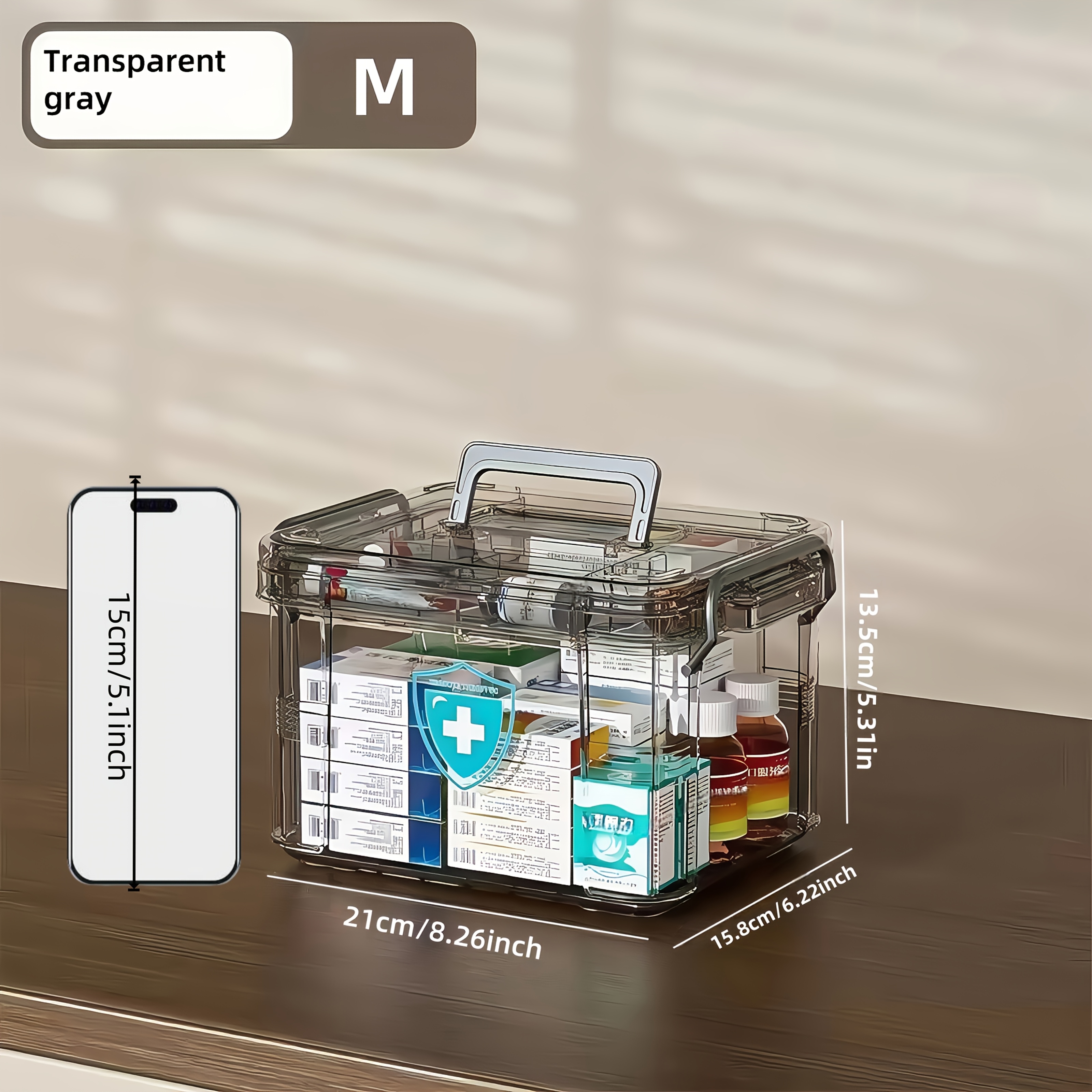 TEMU Double-layer Medicine Storage Box - Transparent Multi-compartment Household And Bedroom Emergency Supplies Storage Box Capacity Medical Kit