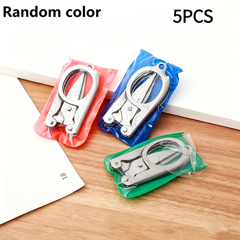 TEMU 5pcs Mini Folding Scissors Set Random Color Essential For Travel