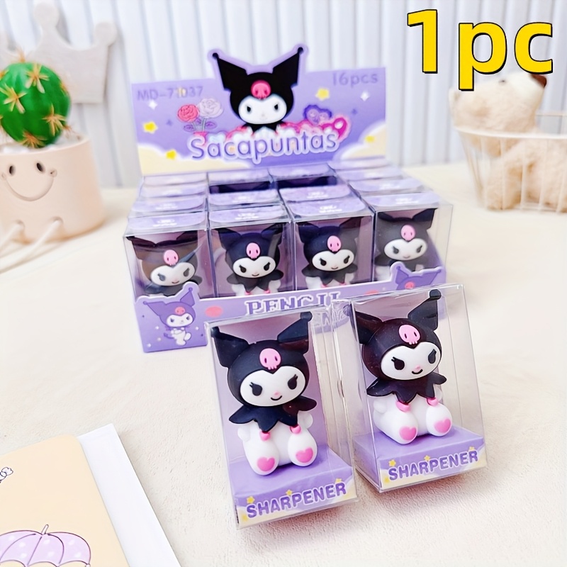 TEMU 1pc Cute Pencil Sharpeners - For Hello Kitty, For Kuromi, Melody & For Cinnamoroll Designs, Colorful Plastic Stationery For Office & School,