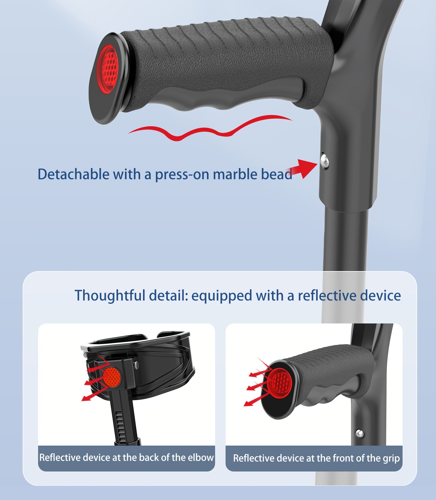 Rotatable Elbow Crutch, Portable Foldable Telescopic Elbow Rest, Rehabilitation Assistive Elbow Cane, Multi-Point Support Comfortable Underarm Crutch