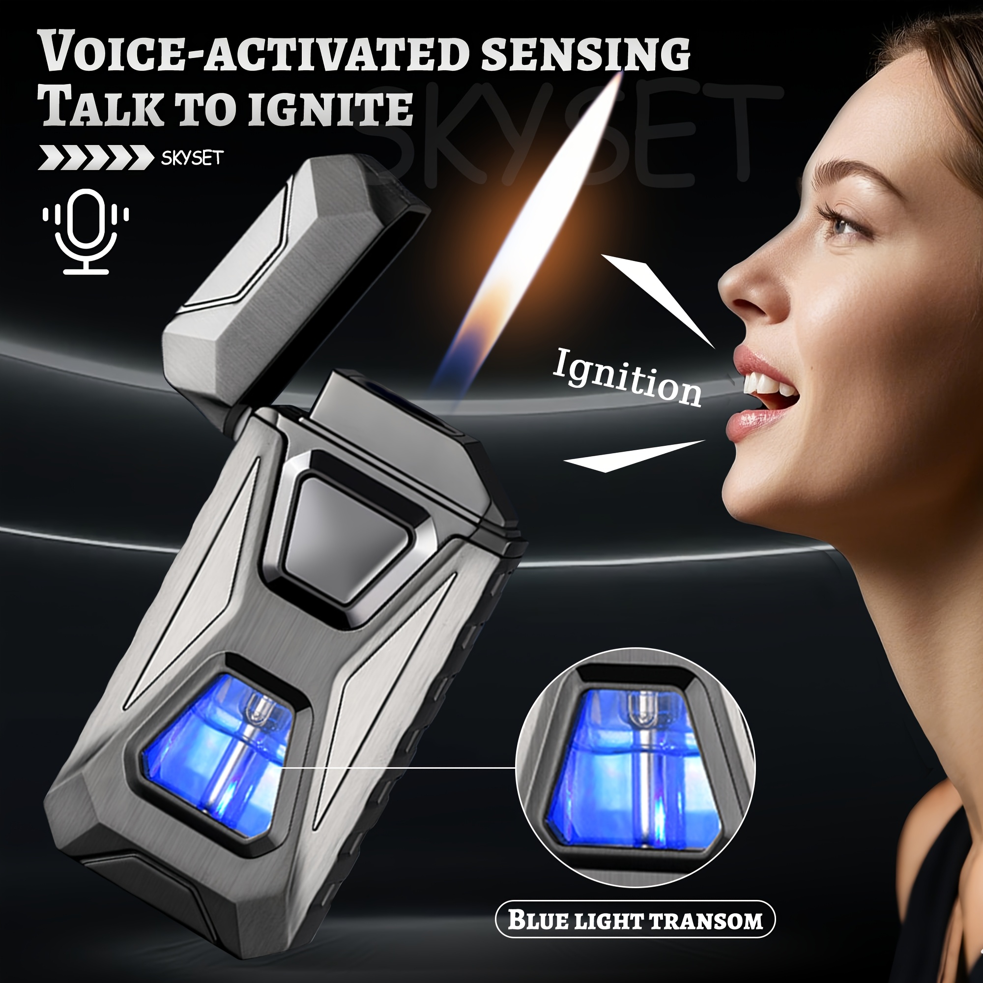 TEMU Controlled Lighter, Gravity Sensing Lighter, Butane Lighter, Windproof Lighter, Knock Sensing Lighter, Airflow Sensing Lighter, Dual Switching