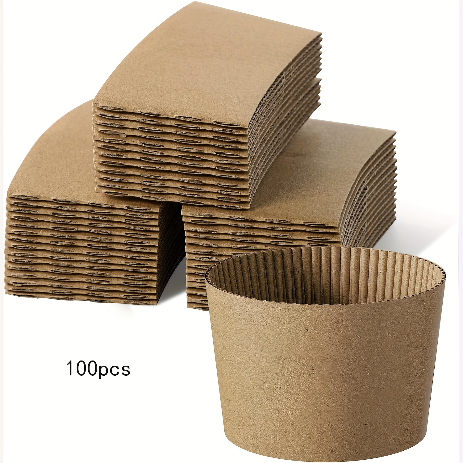 Natural Kraft Paper Coffee Cup Sleeves Insulated Corrugated Temu