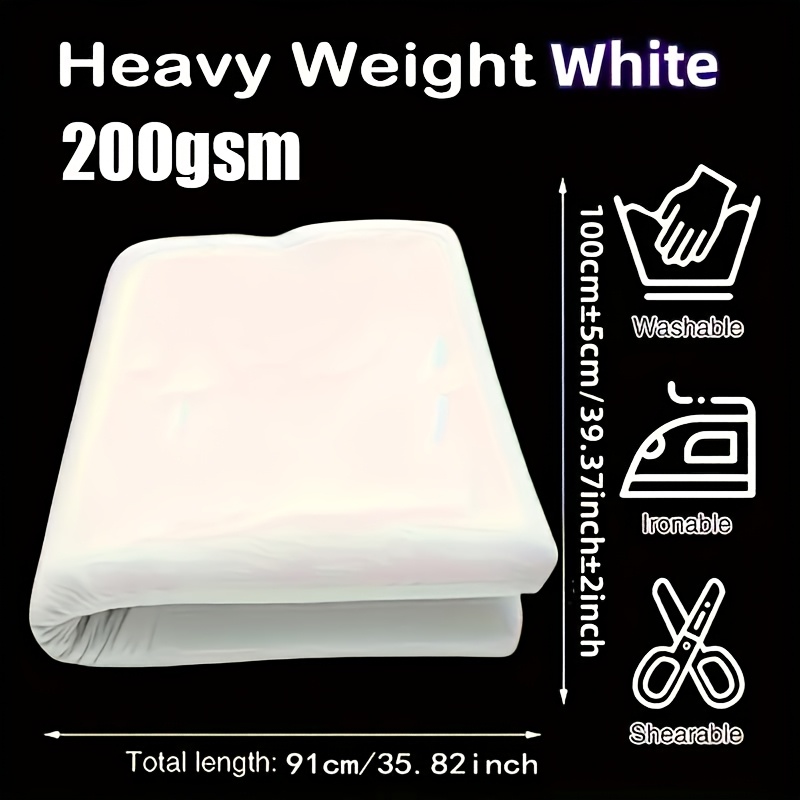 Image of White Polyester Single-sided Fusible Interfacing Fabric, 200gsm Thickness, 91x100cm, Ideal For Wallets, Bags, Coin Purses, Travel Bags, And Diy Craft Projects