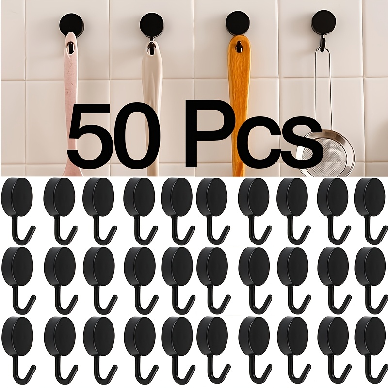 TEMU A Pack Of 50 Black Adhesive Hooks With , Made From Waterproof Nano Glue, Sticks To Walls Without Falling Off. Plastic Suction Cup Hooks Are