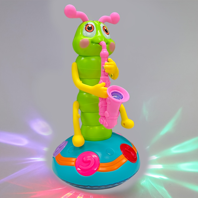 interactive twisting worm saxophone toy with dancing music colorful lights educational safe abs material 6 colors white no batteries needed christmas halloween gift for kids kid toy design durable construction preschool children early childhood education sturdy construction young children best for christmas Product details 5