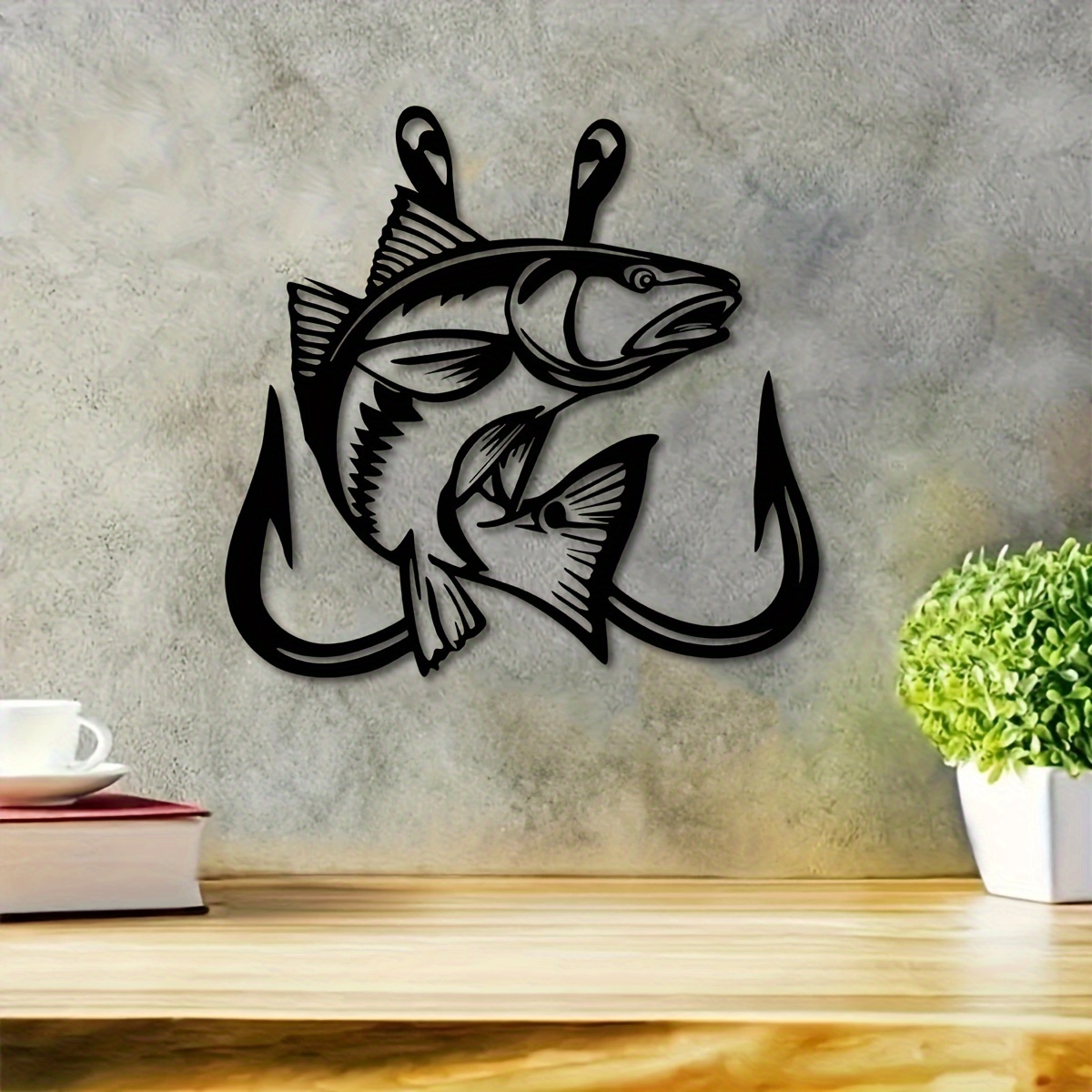 Metal Fish Hooks Sign Fisherman Gift Metal Wall Art Metal - Temu