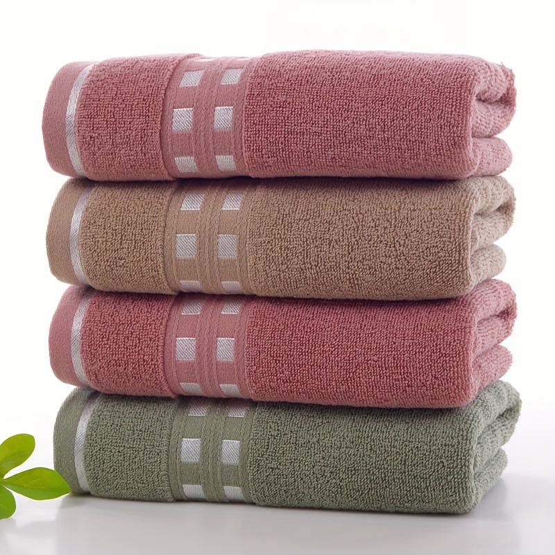 

4- - Towels, 40x90cm, Adult Thickened Towels, Checkered Pattern, Rectangular, Absorbency, Polyester , Christmas & Use