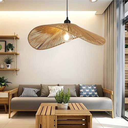 bohemian rattan chandelier handcrafted bamboo pendant light suitable for cottage bedrooms living rooms and dining areas bulb not included