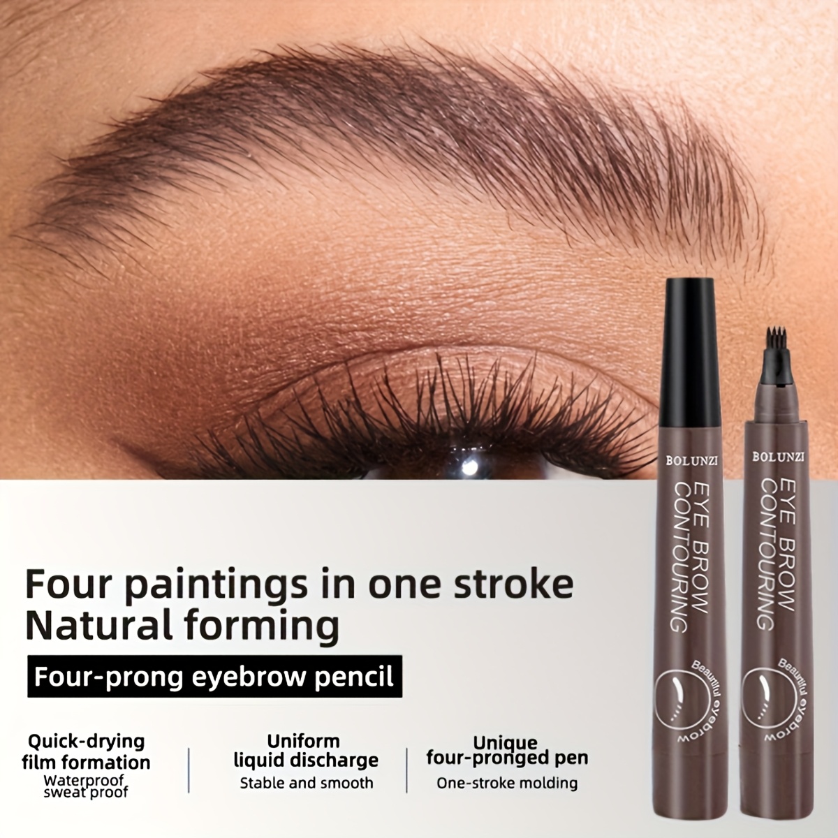 4 lápices de cejas con 2 piezas - maquillaje natural de   color, impermeable y sudorproof, diseño portátil,     en  ,     los tipos de beige  s,   para favor de boda,   para uso  ,      ,   medio, negro, cosméticos sudorproof |   natural | tamaño compacto Detalles del producto 2
