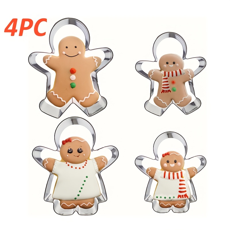 

4pcs Large Gingerbread For - Stainless Steel, Christmas Baking & Party Decorations, Gingerbread Christmas Decorations