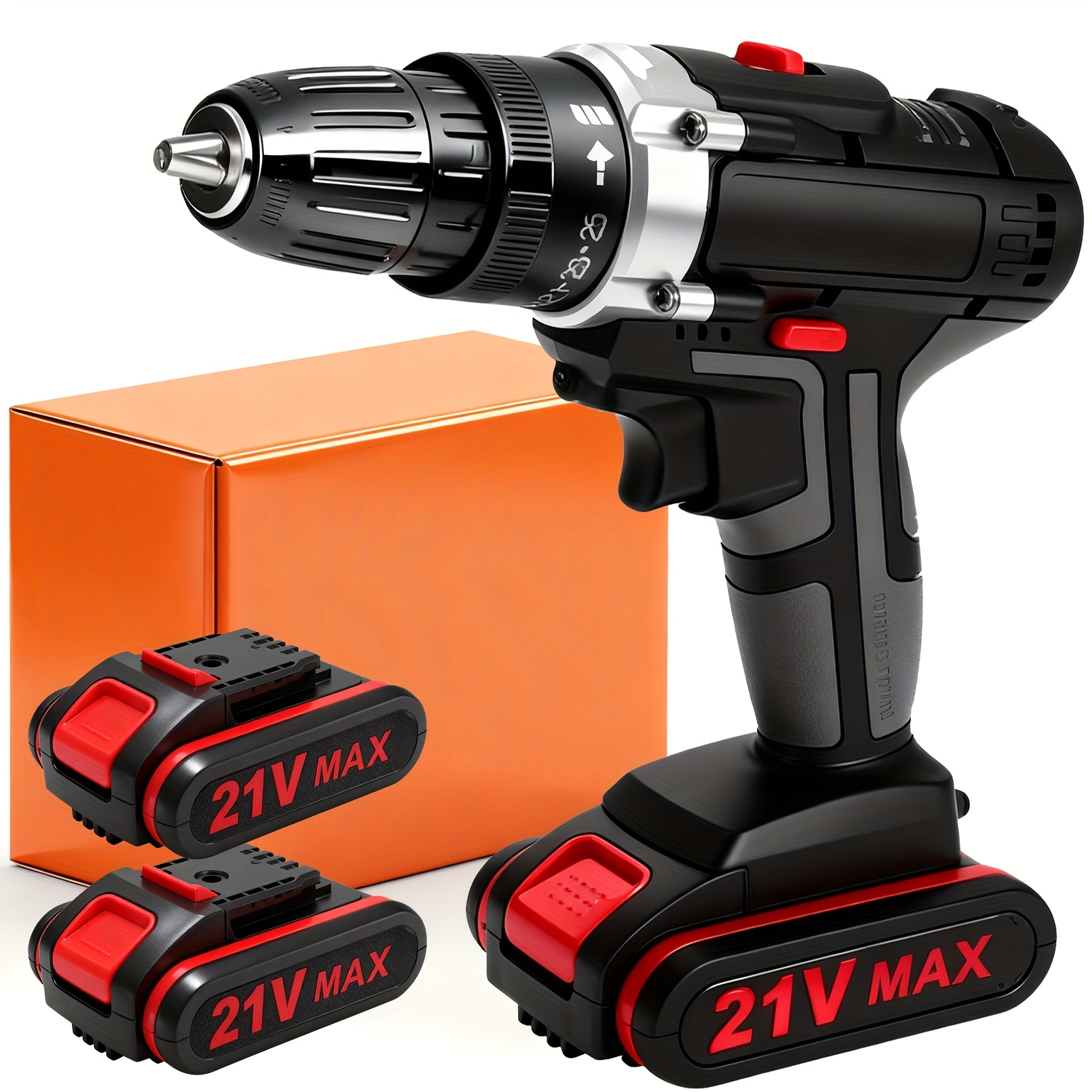 21V 3-in-1 Boor/Impact Driver/Schroevendraaier Set met 2 Accu's en Oplader,