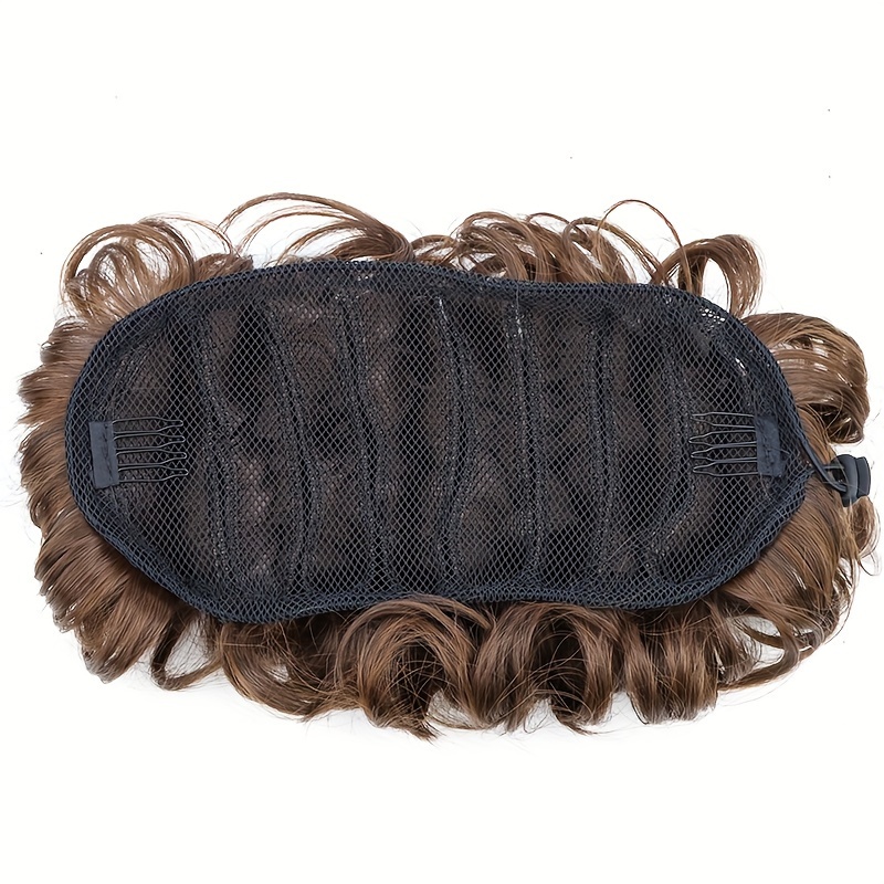 TEMU [retro Hairstyle] Elegant Messy Bun Hairpiece For Women - Curly Scrunchie With Elastic Rubber Band, High-temperature Synthetic Fiber, Fluffy And