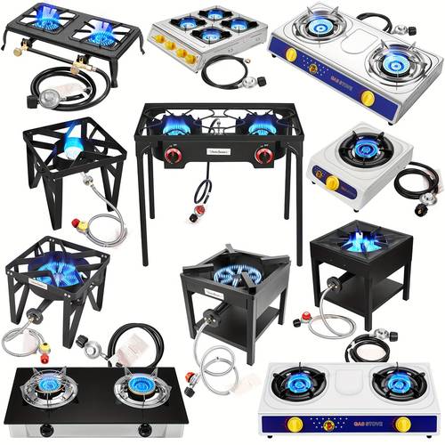 1pc single double triple propane burner 105 000 btu high power portable gas stove cast iron construction with baking paint ideal for patio cooking camping bbq outdoor cooking gift for fathers day