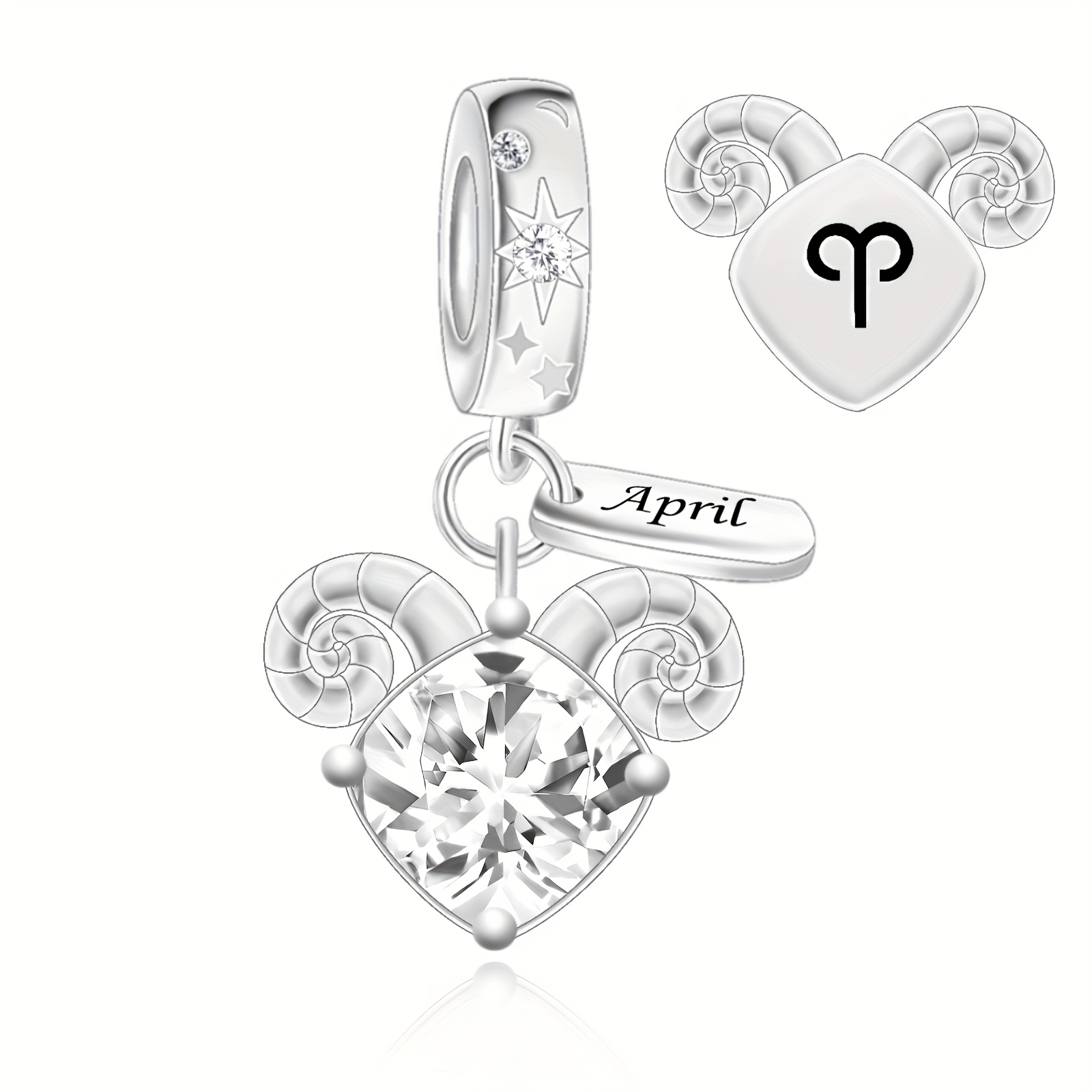 Image of Silver-plated Designed Birthstone And Constellation Symbol Pendant, Suitable For Jewelry Bracelets Or Necklaces As Holiday/birthday Gifts