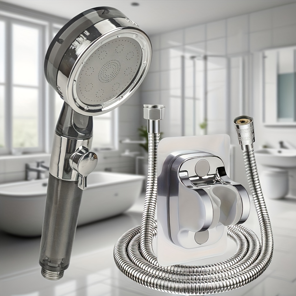 TATUKIKO High-Flow Handheld Shower Head with Flexible Hose & Wall-Mounted Bracket