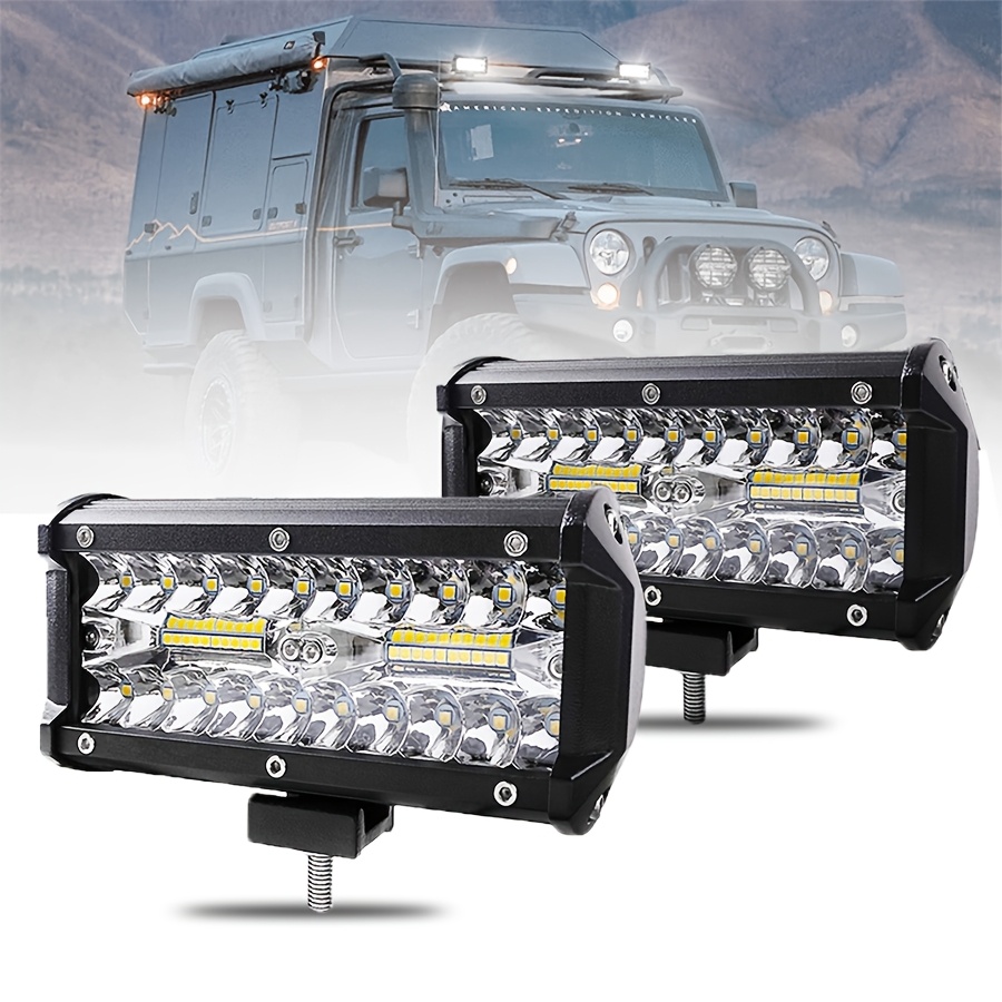 TEMU 2 Sets Of 7-inch Led Light Strips -240w, 24000lm, Pod - High, High-quality Work Lights