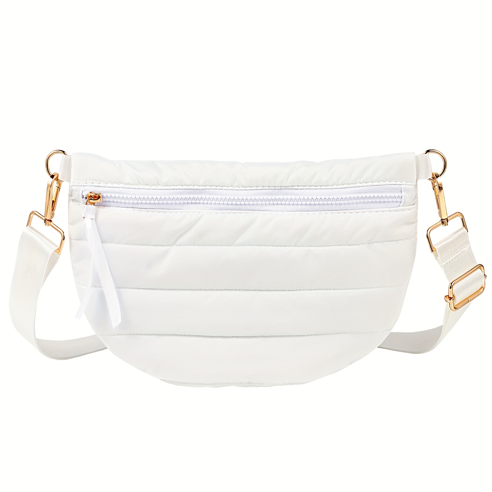 1pc Fashion Nylon Crossbody Bag for Women, Solid Color Stitched Chest Shoulder Bag with Adjustable Strap, Zipper Closure, Polyester Lining, Bow Embellishment - Versatile for Multiple Occasions