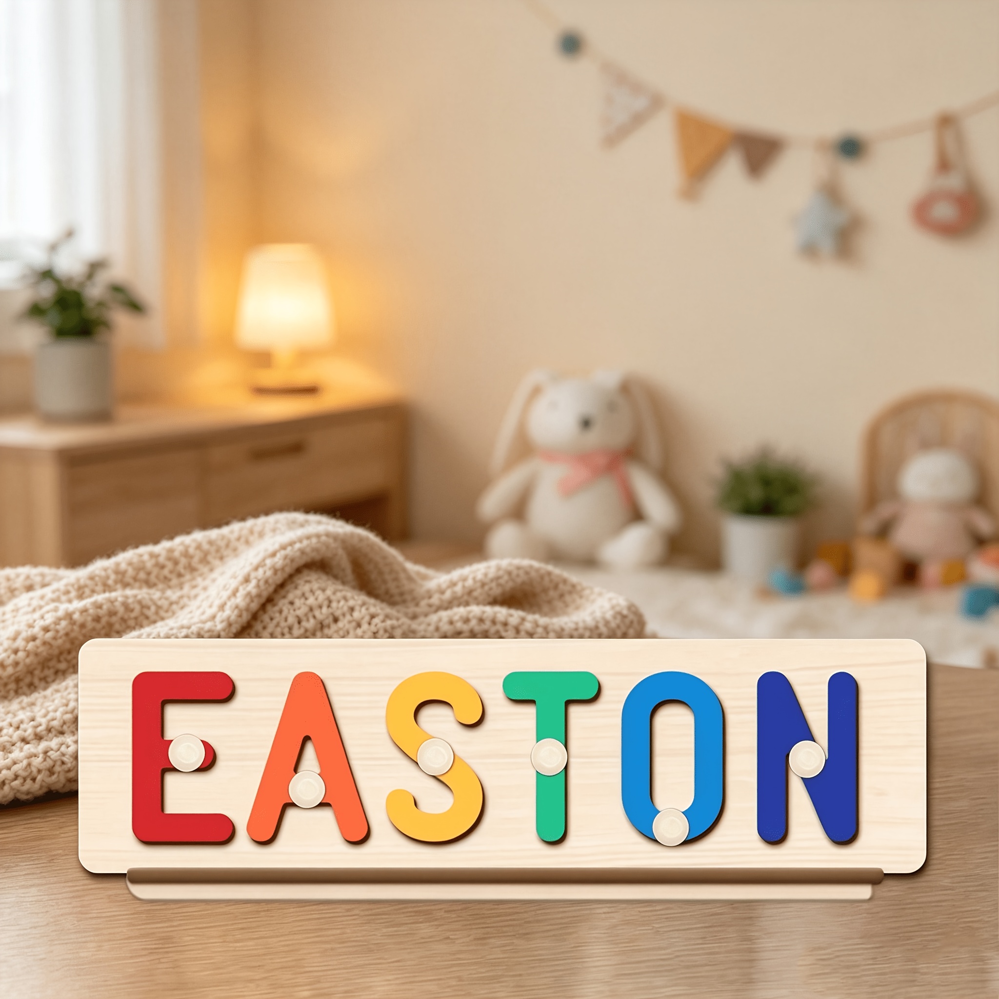 Personalized Wooden Name Puzzle for Kids, Interactive Alphabet Toy