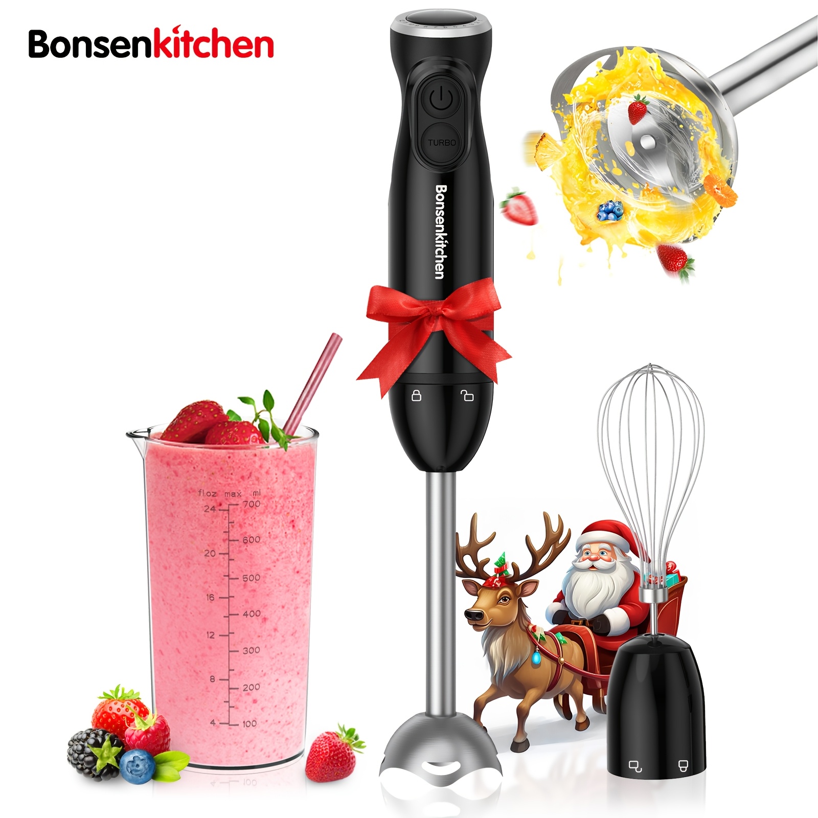 

Hand-held Mixer, 20-speed Speed Regulation With Turbine Function, Stainless Steel Material, With Eggbeater, Measuring Cup And , Cooking 500w