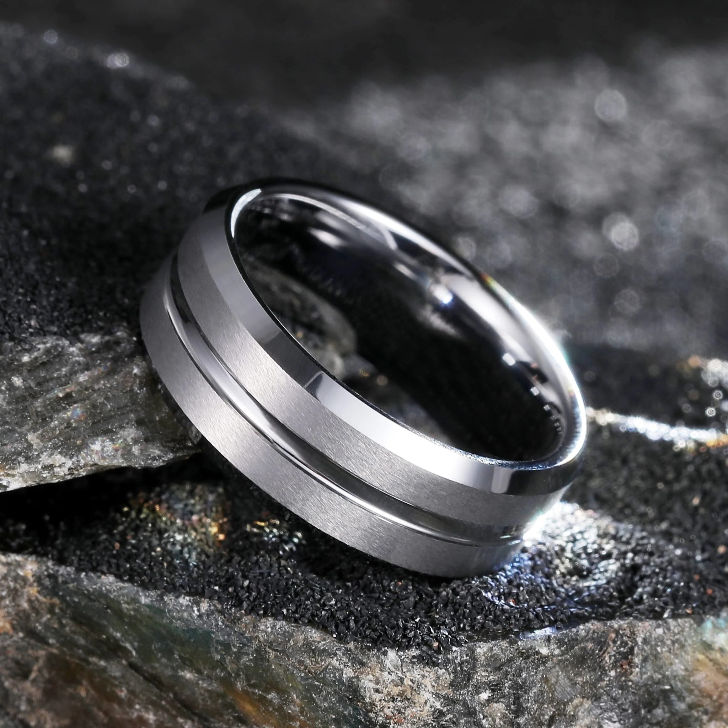 fashionable 8mm titanium steel mens rings high quality matte