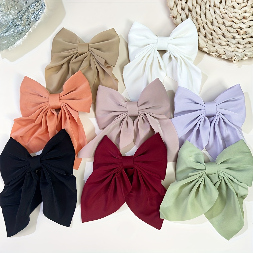 

8pcs Vintage Elegant Fabric Bow Tie Hair Clips Set For Girls And Ladies - Solid Color Butterfly Cartoon Design, Perfect For Thanksgiving Day And Everyday Fashion Accessories - Suitable For Ages 14+