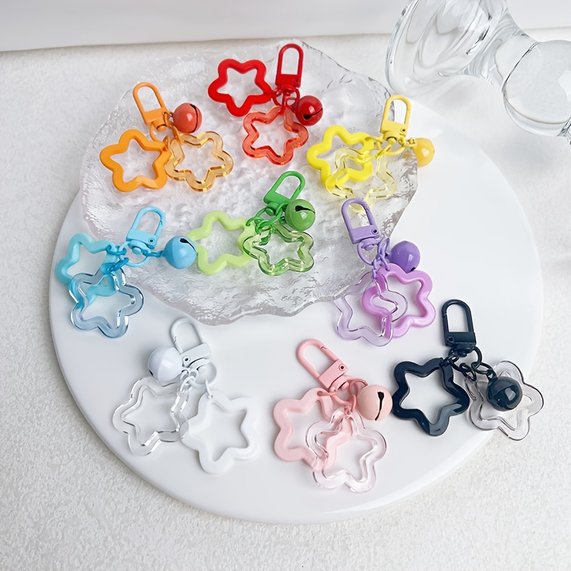 

Ensemble de 9 Breloques Mignonnes en Acrylique en d'Étoile avec Pendentifs Cloche - Design Élégant , pour de la Saint-Valentin & Décorations de Boîtier d'Écouteurs Fil