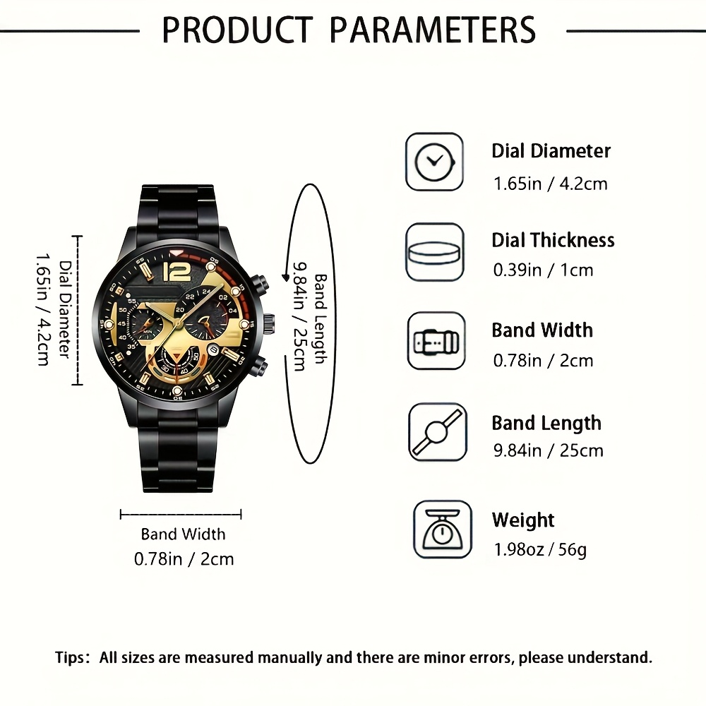 6pcs Men's Elegant Business Steel Strap Watch Set