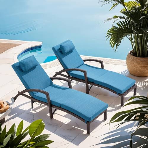 outdoor lounge chairs set of 2 hydraulic adjustable outdoor chaise lounge with armrests wheels for poolside backyard deck