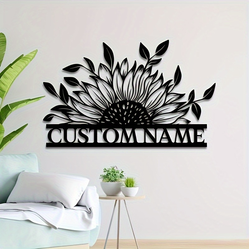 

Customizable Sunflower Metal Sign - Art Detachable Black Iron Wall Decor Silhouette, Pre- Reusable Matte , Ideal For Home, Door, Living Room, Outdoor Patio, And Multipurpose Wall Art