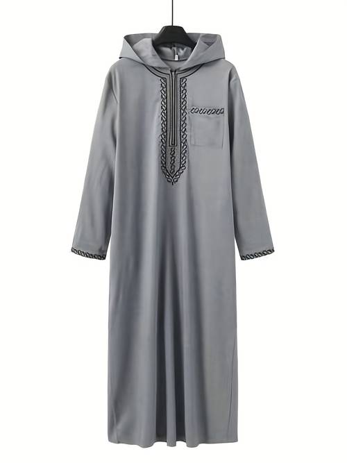 new mens loose hooded long sleeve muslim robe traditional ern male robe luxurious embroidery suitable for wearing in east