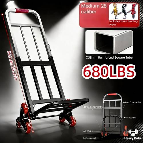 heavy duty folding handcart with stair climbing wheels weighing 220 450 680lbs compact folding shopping cart with large load capacity suitable for grocery shopping saving design for material handling
