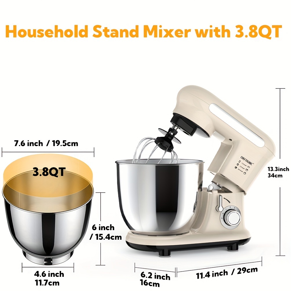 1pc kitchen machine 3 8 qt tilt head electric household stand mixer 300w 6 p speed multifunctional kitchen stand up mixer with dough hook whisk food beater and butter beater details 2