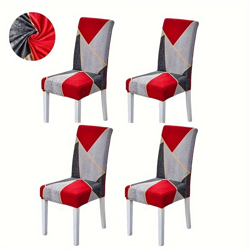 Image of 4/6pcs Elastic Dining Chair Slipcovers And Anti-slip Fashion Dining Chair Cover, Easy Geometric Printing Chair Protective Cover For Home Decor, Hotel, Restaurant And Banquet Living Room Decor