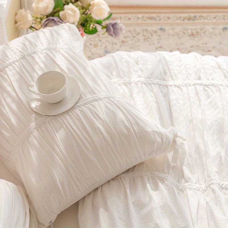 Bow Ruffle Solid Color Bed Pillowcase 1pc Single Pillowcase