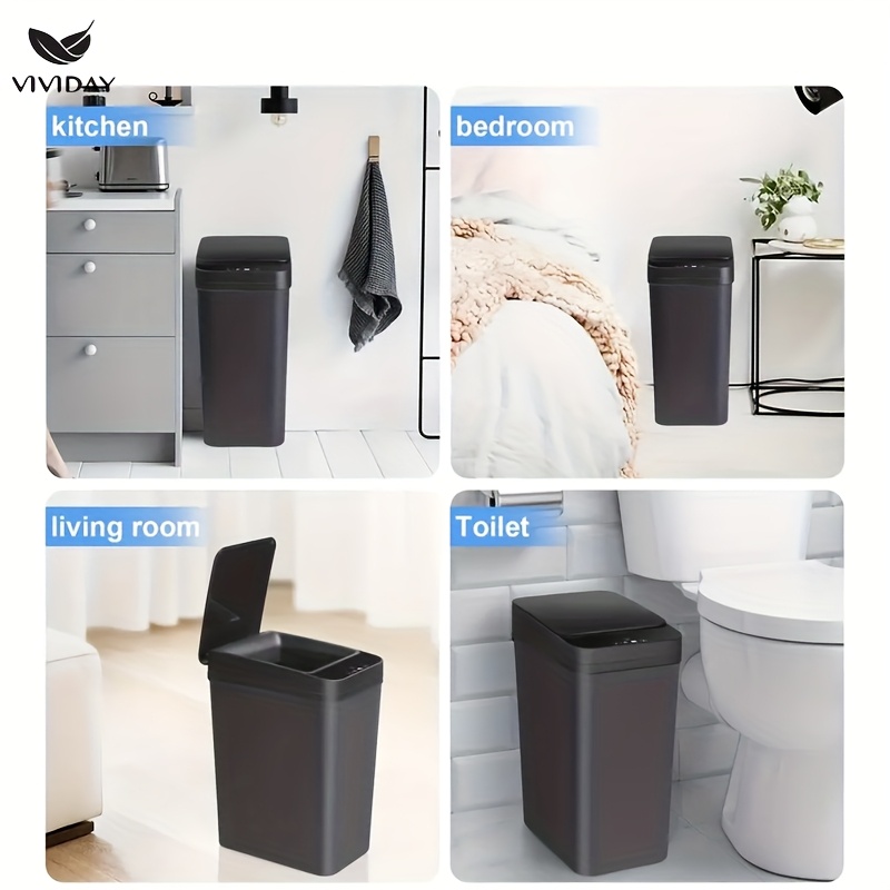 VIVIDAY Intelligenter Sensor Mülleimer, 10L Haushaltsmülleimer mit Deckel, Elektrischer Sensor Typ für Hotels, Zuhause, Wohnzimmer, Schlafzimmer, Badezimmer, Toilette, Mülleimer für schmale Räume, Die beste praktische Wahl für Familien, Perfektes Weihnachtsgeschenk