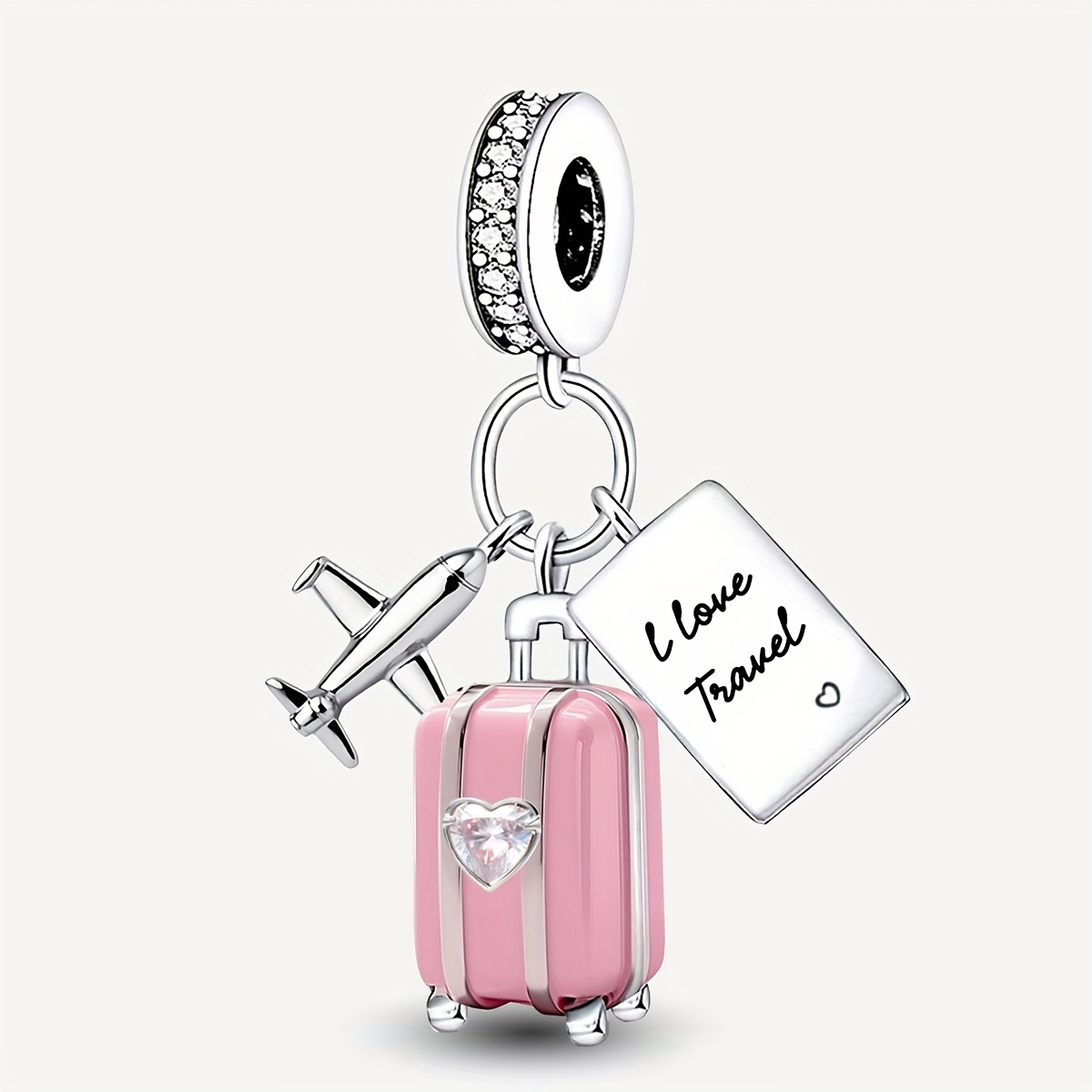 1pc 925 Silver Plated Travel Airplane Charm Pendant, Fit Bracelet Bangle Necklace, Jewelry Making Birthday Gift For Women