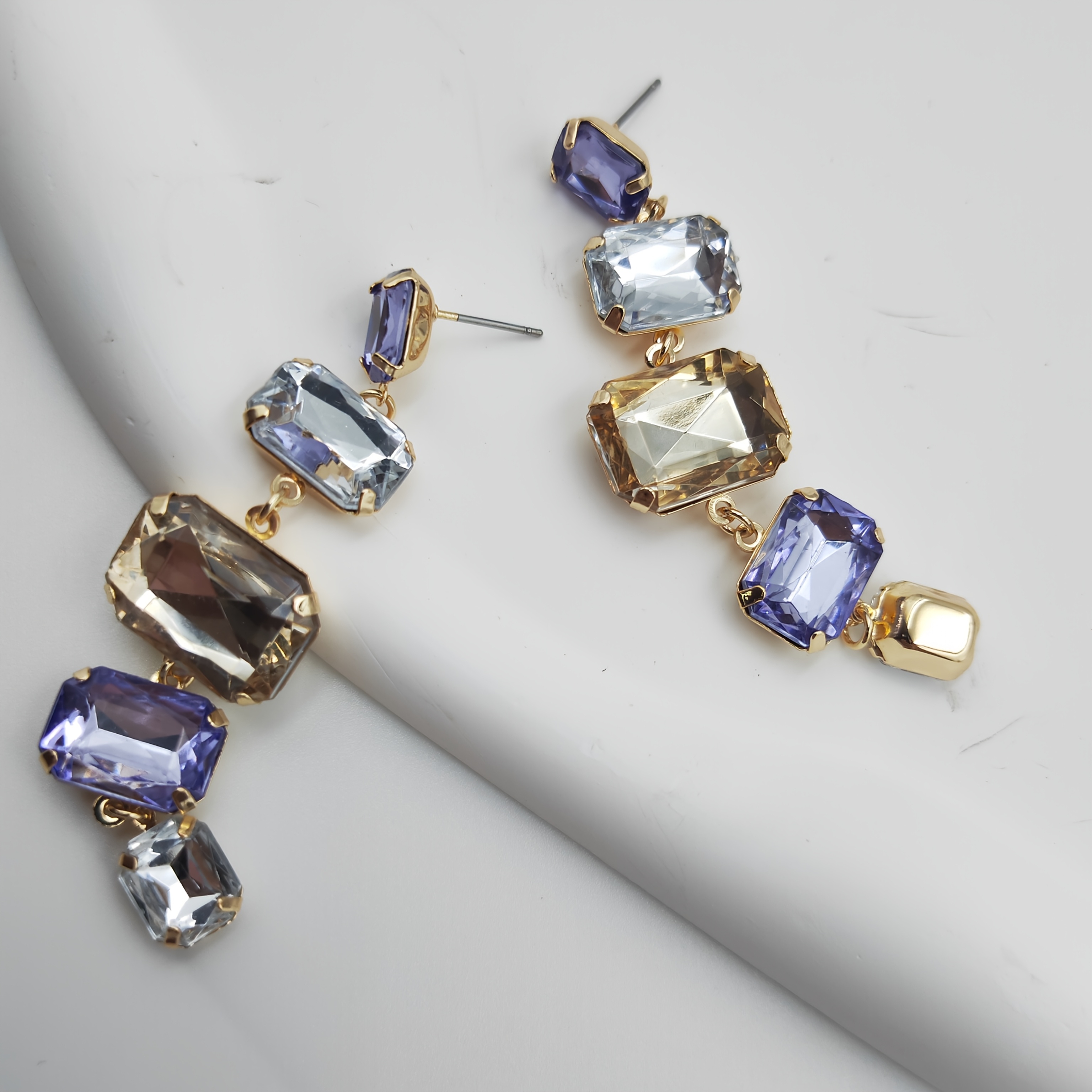 Long Rectangular Geometric Statement Earrings