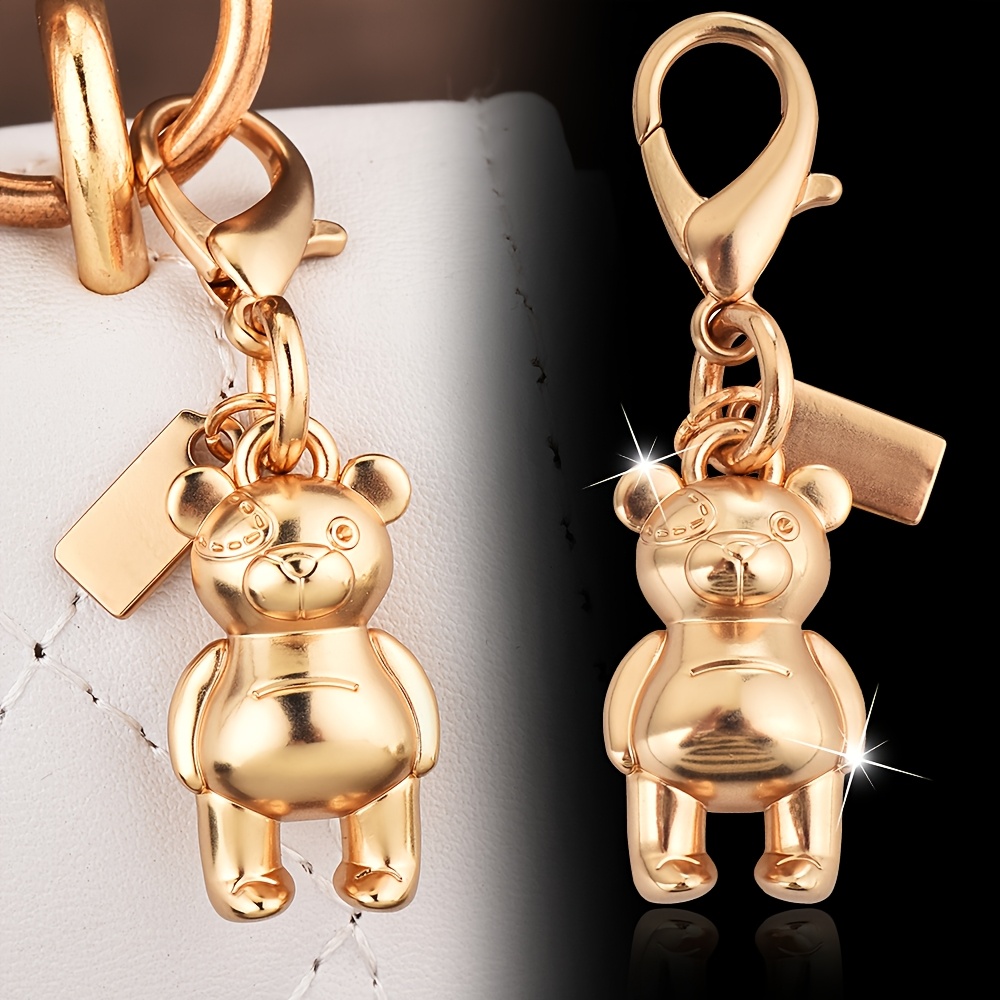 

1pc Alloy Cartoon Bear Keychain Pendant With Lobster Clasp, Heart & , Ladies' Decorative Key Ring For Handbags And Purses