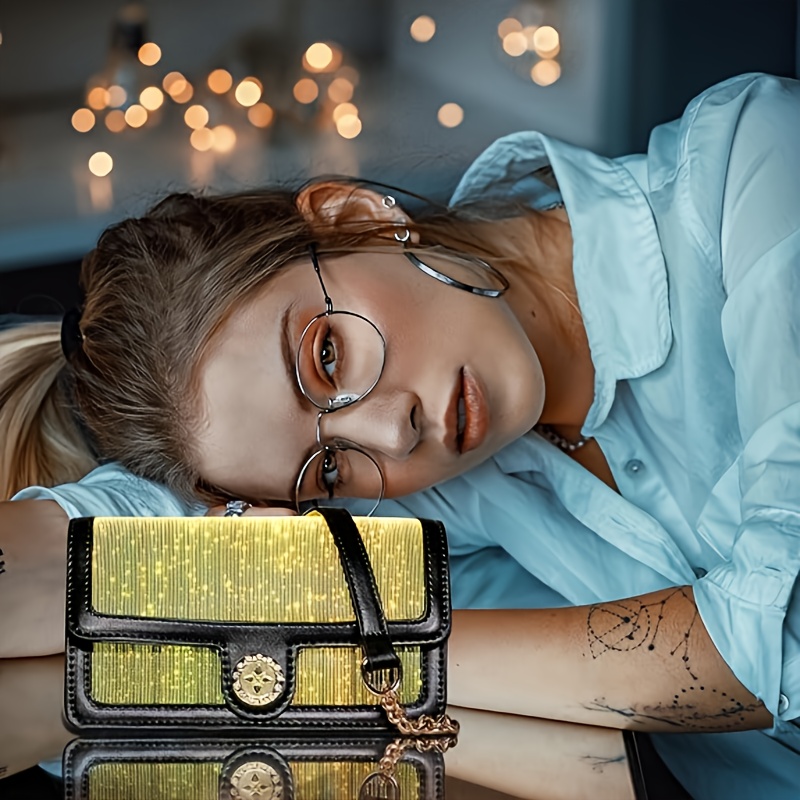 TEMU Led Bags Light Up Purse Black Crossbody Purse Evening Clutch Luminous Crossbody Bag Glow Handbags Shoulder Into 7 Purse