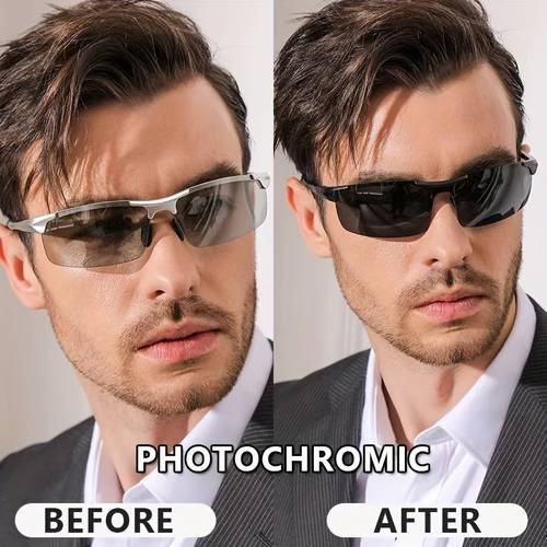 gafas de sol fotocromáticas sin de aluminio para hombre, gafas de sol de antirreflejo para conducir de día y de noche, opción ideal para regalos