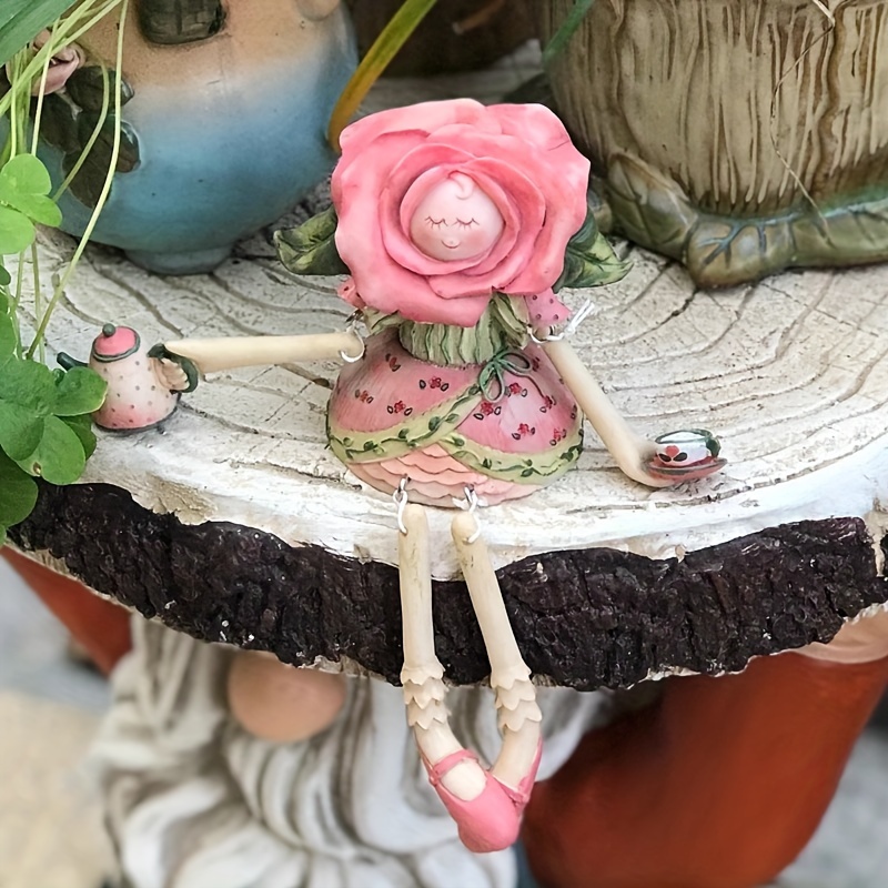 

Statue de Jardin Fée Rose - Jardinière en Résine pour Succulentes pour Balcon & Décoration Extérieure, Parfaite pour & Accents de Maison